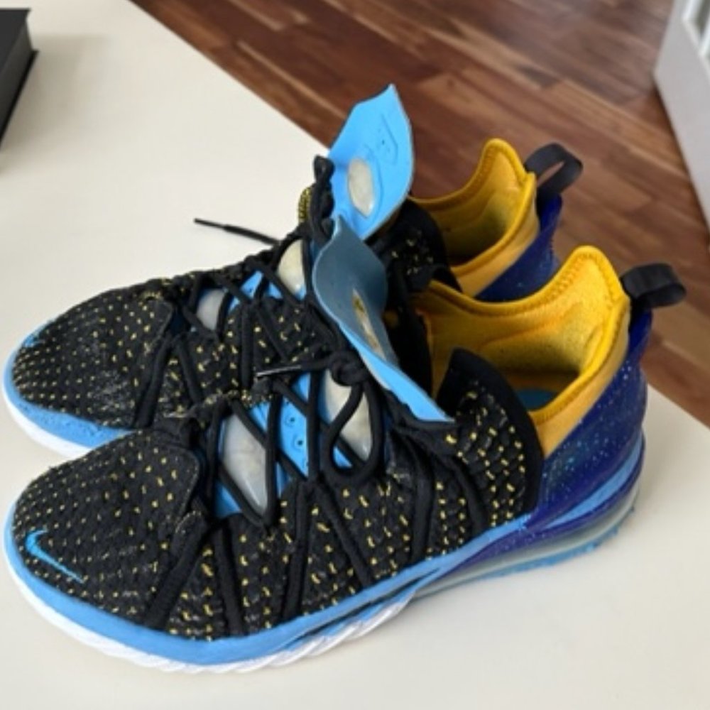 Nike Lebron XVIII 18 Retro Lakers Heritage Black Blue Shoes CQ9283-006 Men 8